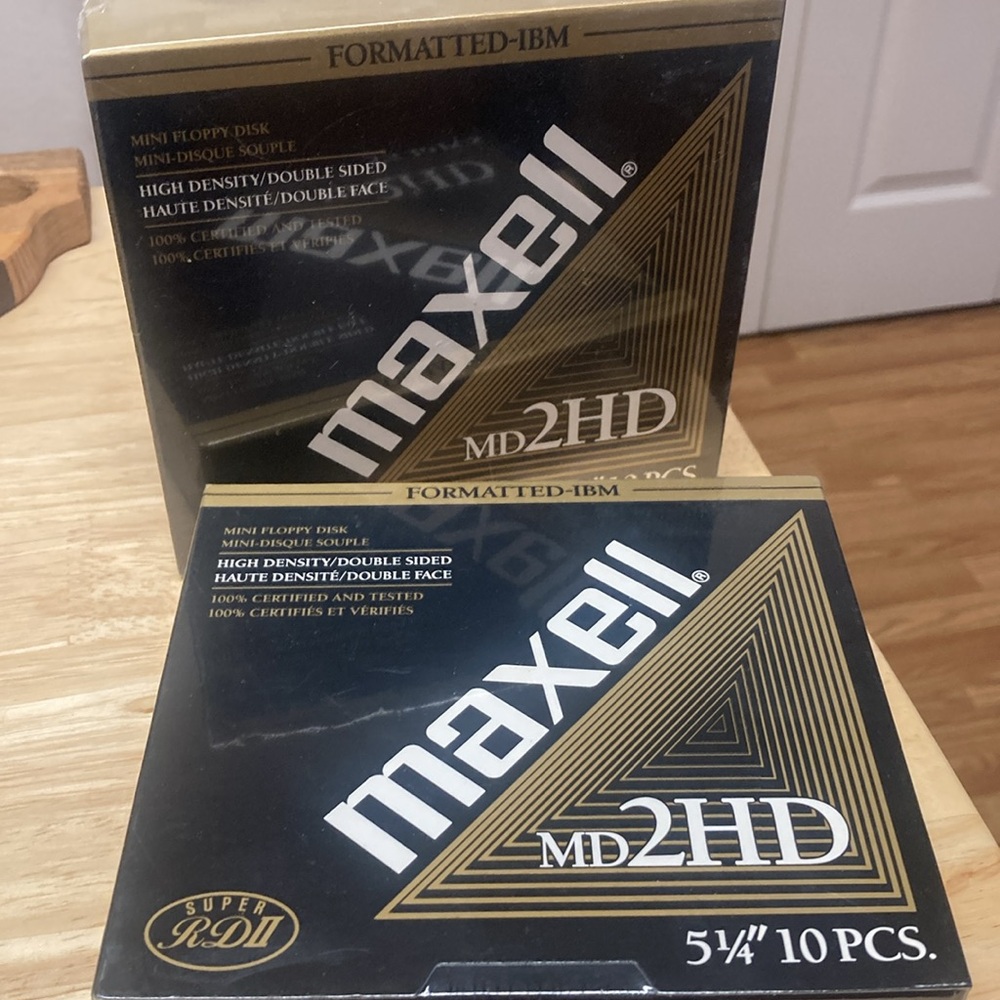 Maxell IBM Formatted HD Double Sided Mini Floppy Disks 5 1/4” NIB 2 Packs